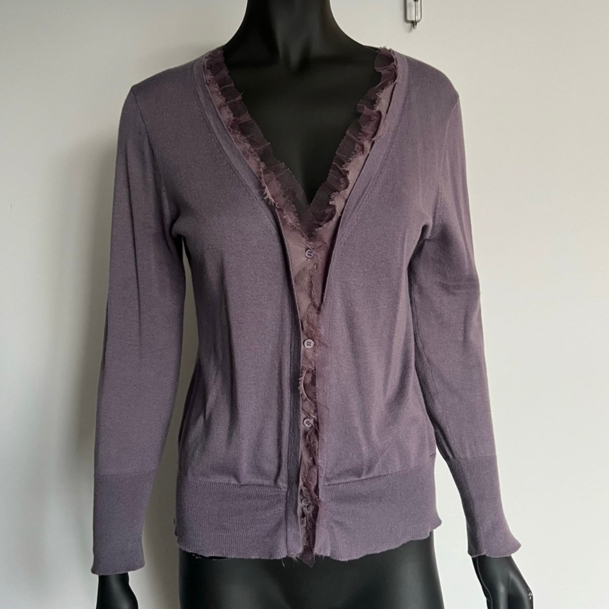 VINTAGE x J.CREW natural fibres soft knit button cardigan (S-M)
