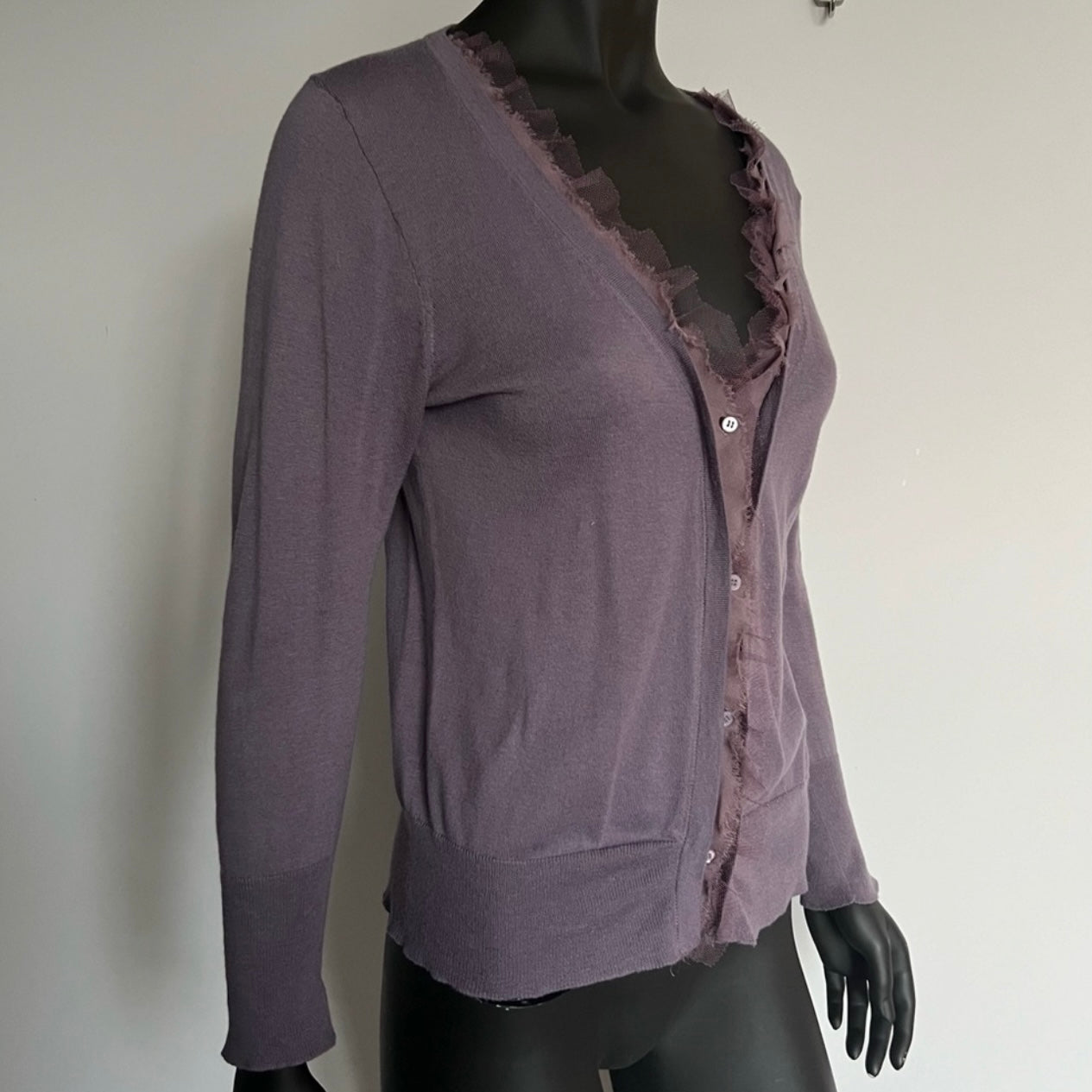 VINTAGE x J.CREW natural fibres soft knit button cardigan (S-M)