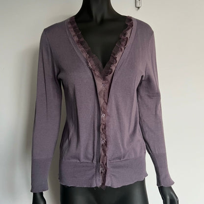 VINTAGE x J.CREW natural fibres soft knit button cardigan (S-M)