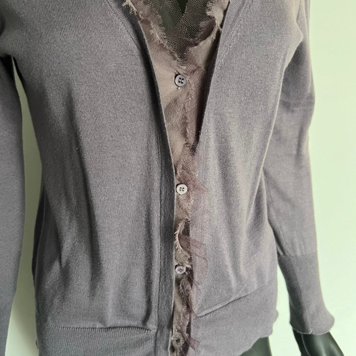 VINTAGE x J.CREW natural fibres soft knit button cardigan (S-M)